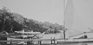 Old photo of a boat on Lake Waconia.