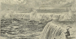 Old Drawing depicting the saint anthony falls in MInneapolis, Minnesota