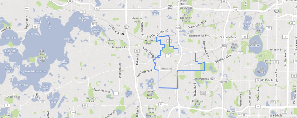 Map of Hopkins, Minnesota