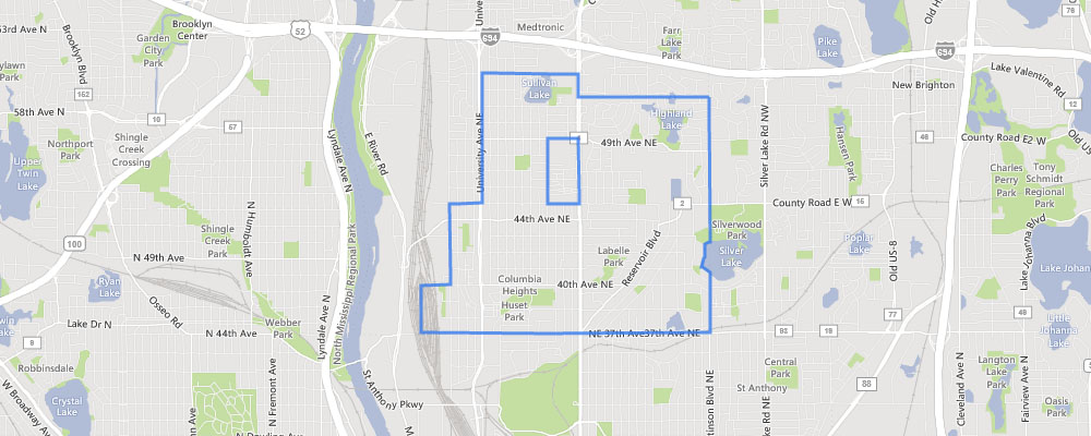 Map of Columbia Heights, Minnesota