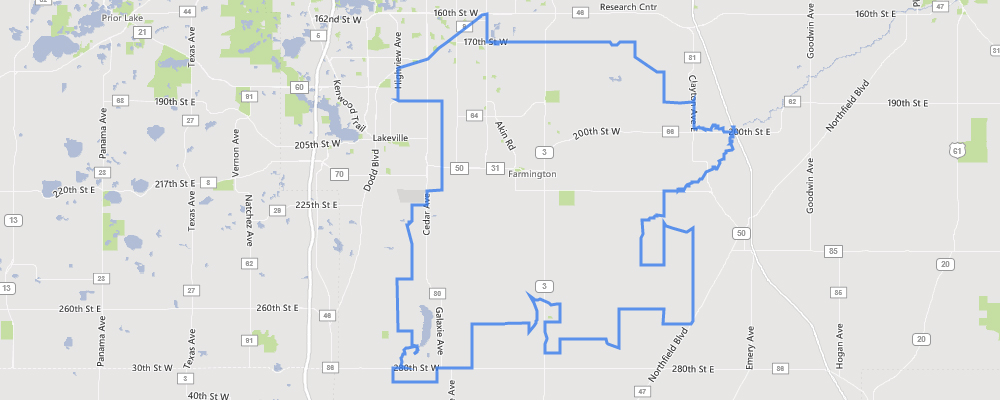 Map of Farmington, Minnesota