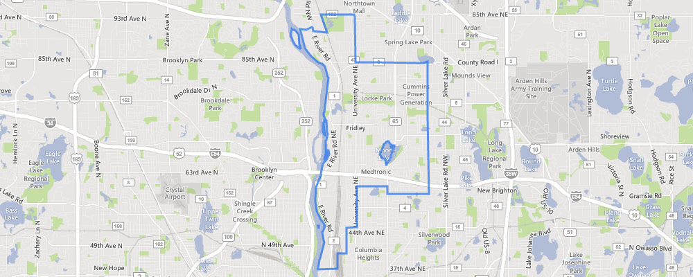 Map of Fridley, Minnesota