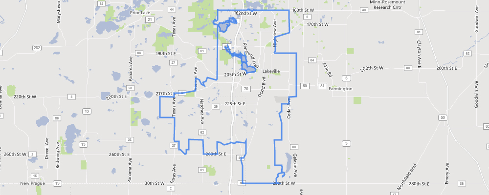 Map of Lakeville, Minnesota
